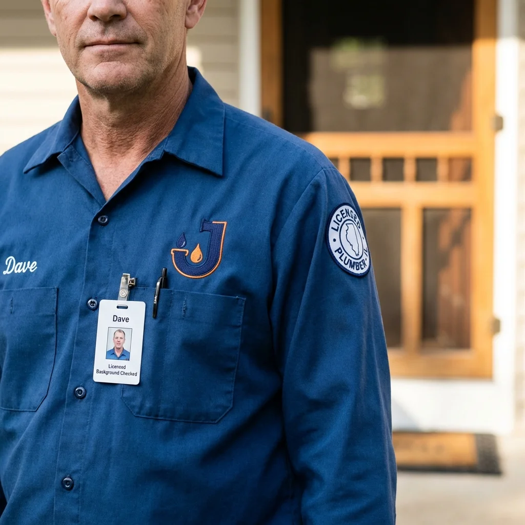 Licensed plumber showing ID badge in Silver Springs, FL