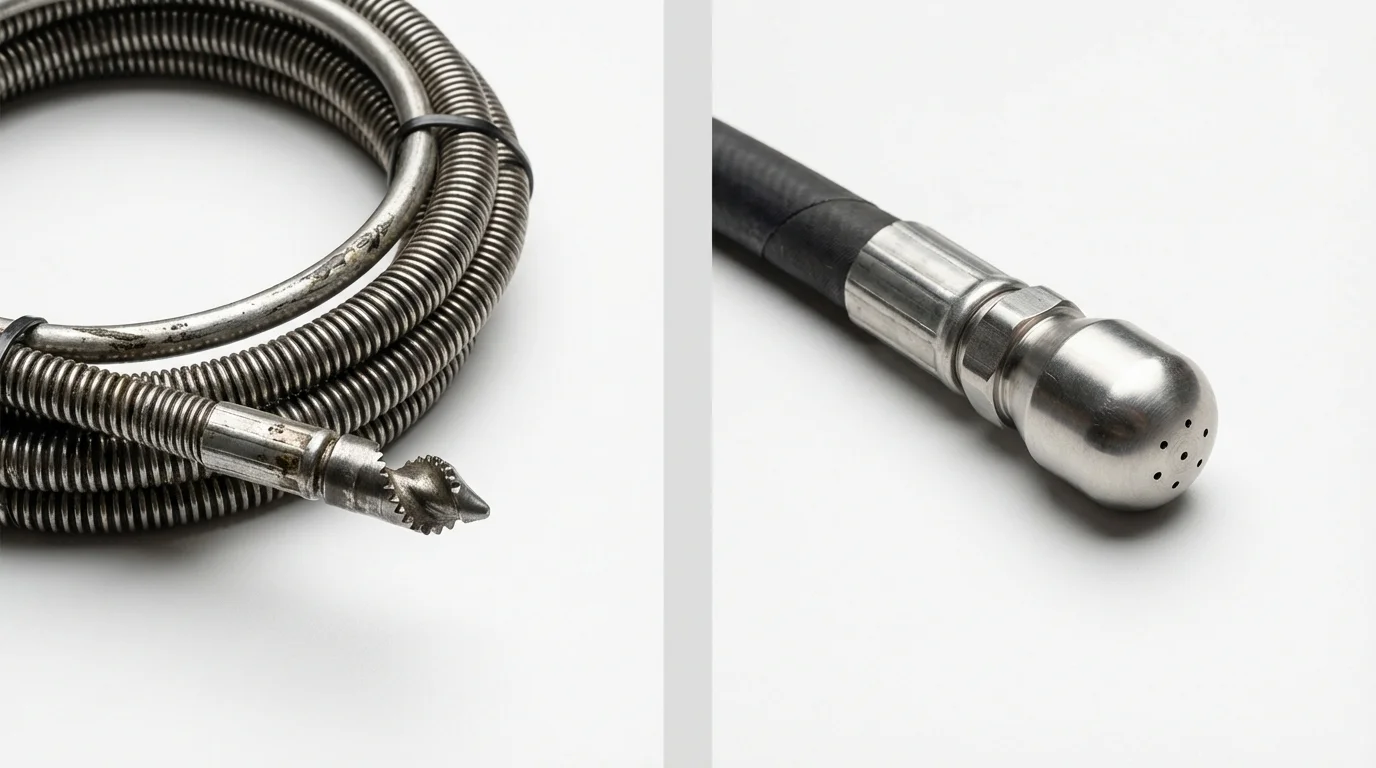 Drain snake cable and hydro jetting nozzle used for drain cleaning in Silver Springs, FL