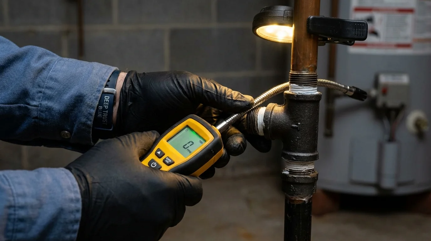 Gas leak detection with electronic sniffer by Johns Plumbing LLC in Silver Springs