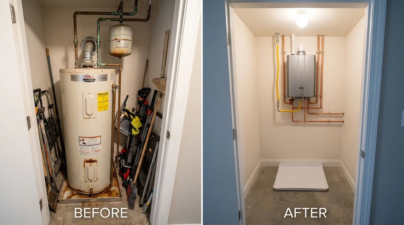 Tank water heater versus wall-mounted tankless unit comparison for Silver Springs, FL homeowners