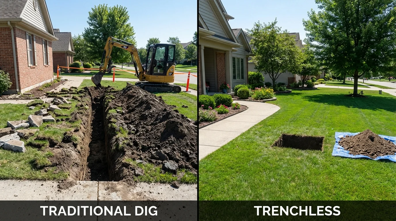 Trenchless sewer repair with minimal yard damage versus traditional excavation in Silver Springs, FL